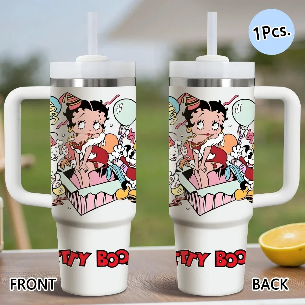 Betty Boop Stainless Steel Vacuum Insulated Travel Tumbler With Straw