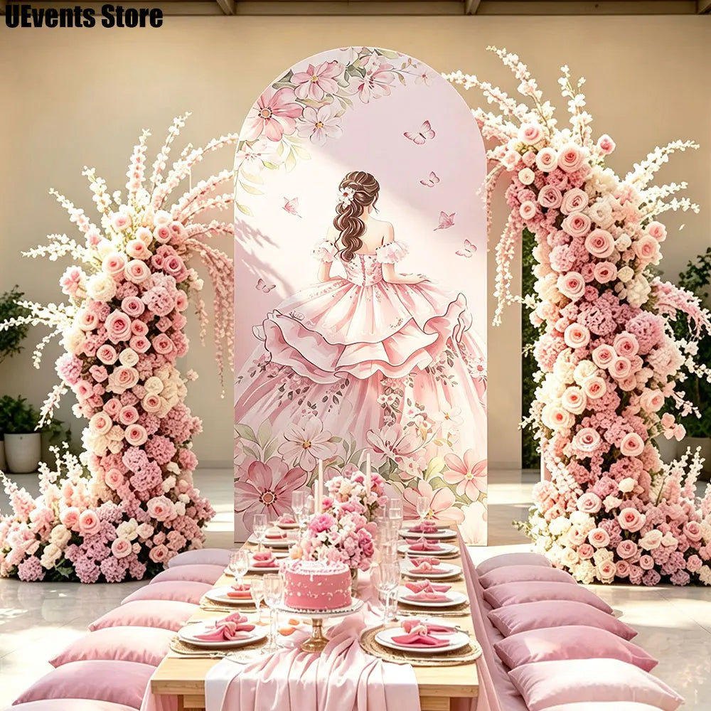 MicroPlush Double Sided Spandex Quinceanera Arch Backdrop Cover