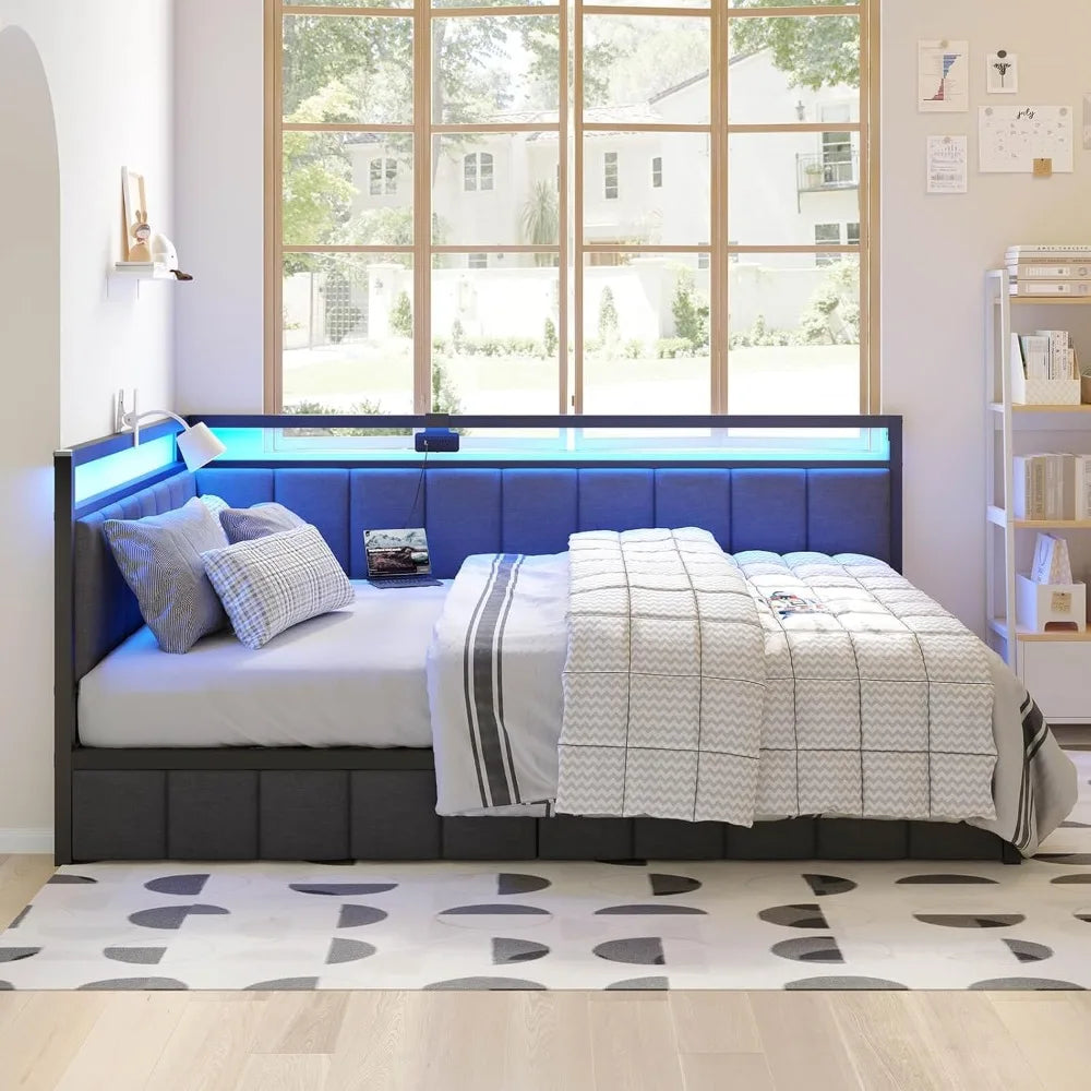 DAFIFY Hasuit Corner Bed Frame With Storage Drawers