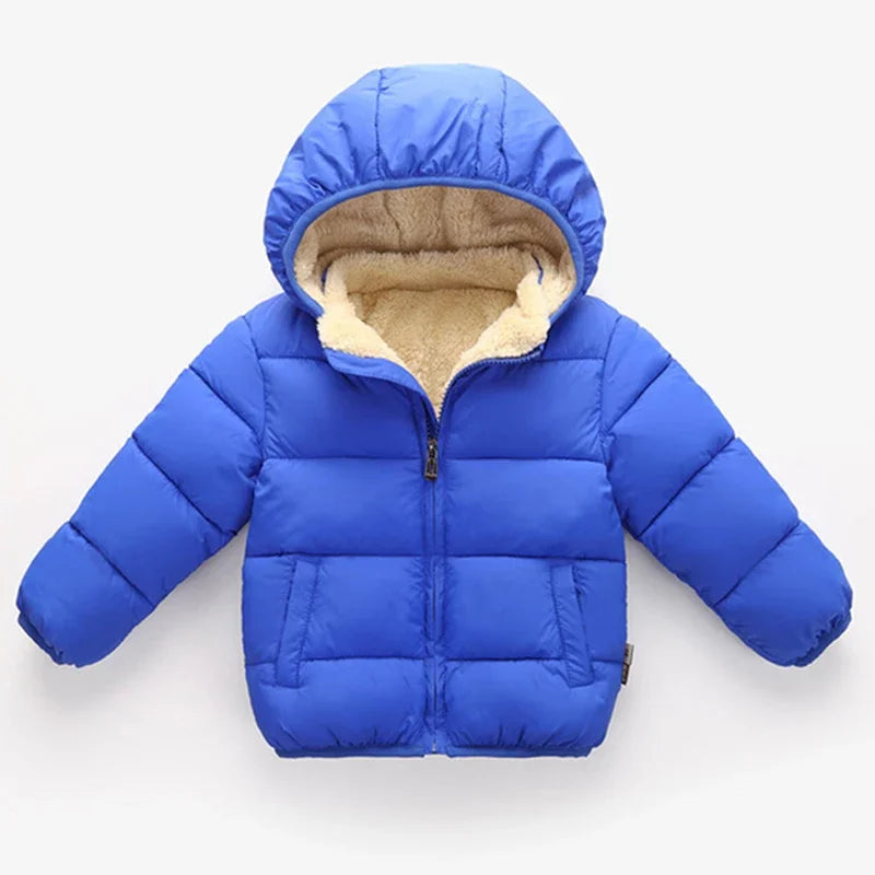 Unisex Winter Hooded Cashmere Jacket for Kids Outerwear
