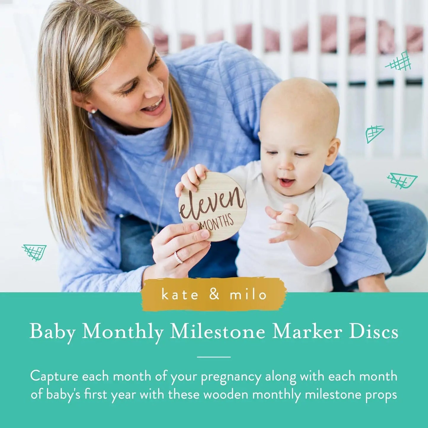 Wooden Baby Milestone Discs Set - Reversible Photo Props for Monthly Growth Tracking, Gender-Neutral Newborn Gift