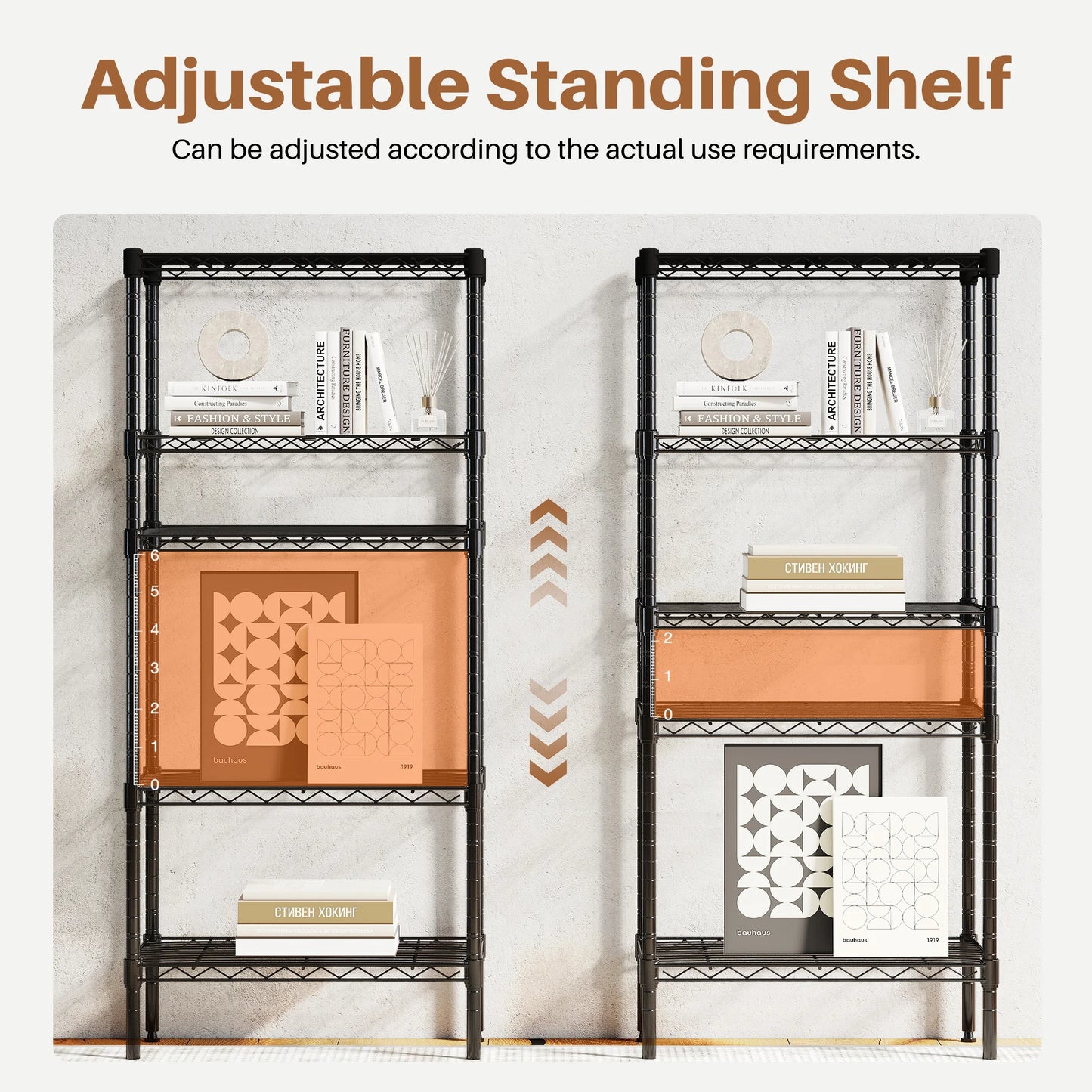 MCQ 3-5 Tier Metal Storage Shelves Adjustable Standing Storage Rack Shelf Heavy Duty Steel Shelving Unit Organizers for Home