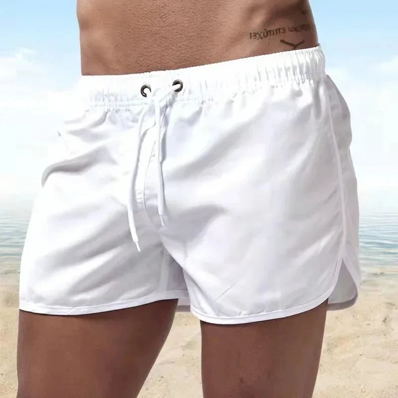 Men's Low Waist Surf Trunk Swim Short With Pockets Beach Board Shorts Bathing Suit Nylon Quick Dry