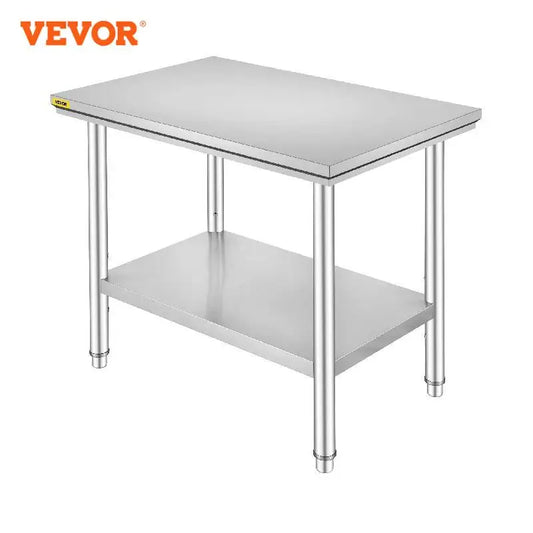 VEVOR Kitchen Work Bench Stainless Steel Commercial Table With Undershelf