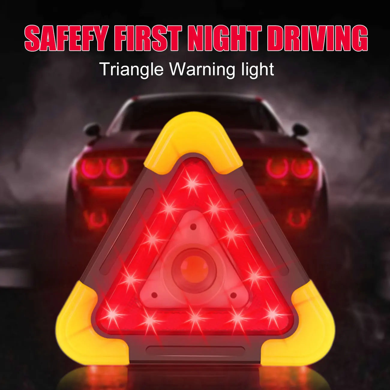 Rechargeable Bright LED Triangular Warning Lamp 4 Modes