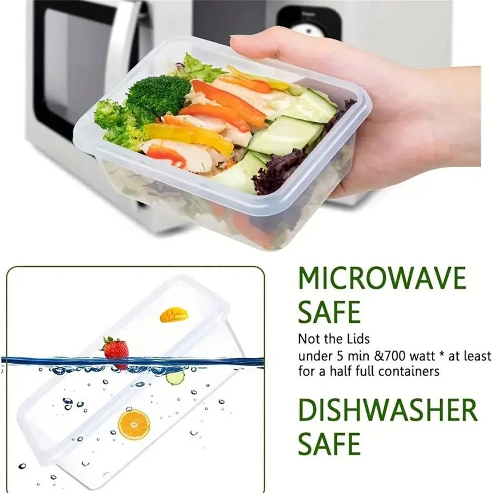 10 Pieces BPA Free Reusable Square Kitchen Storage Containers Set 840ml Microwave Safe Freezer Safe Dishwasher Safe
