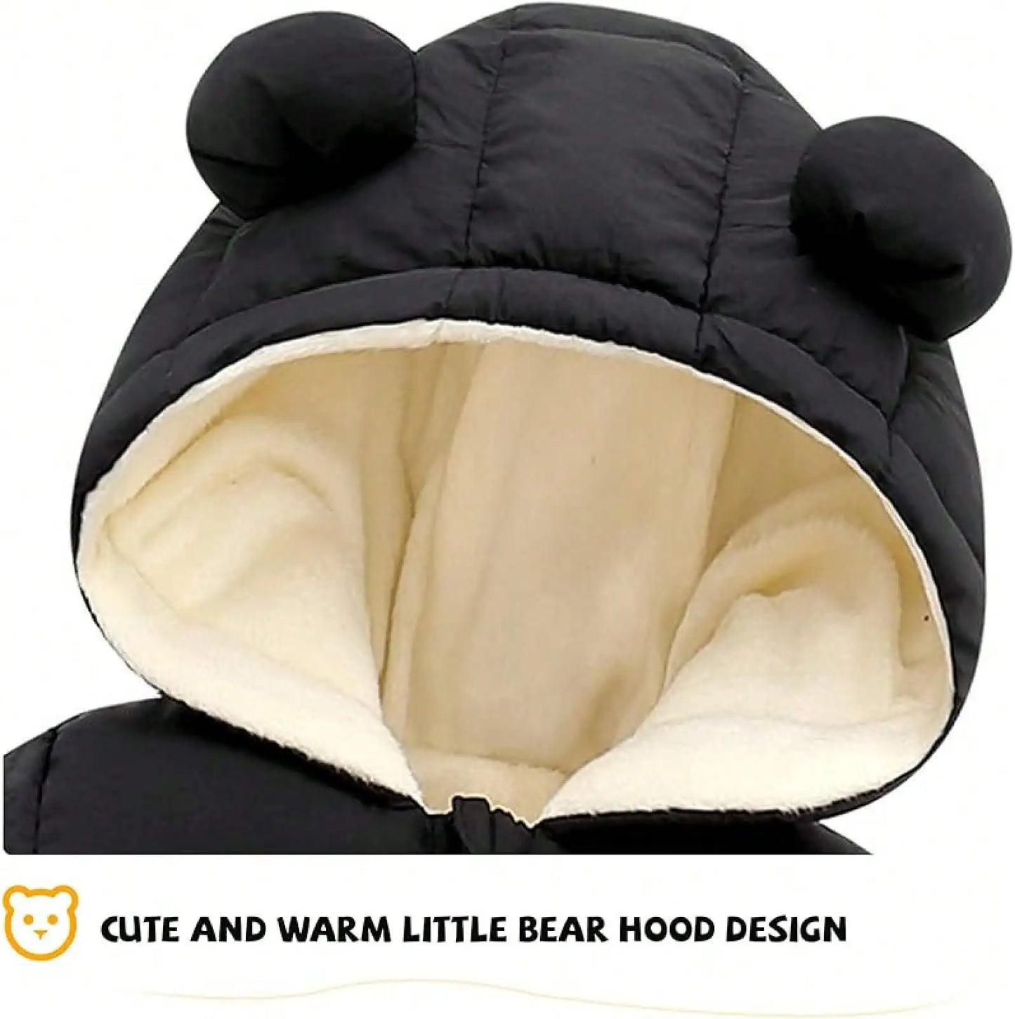 Unisex Baby Hooded Snowsuit Zip Jumpsuit Winter Warmth