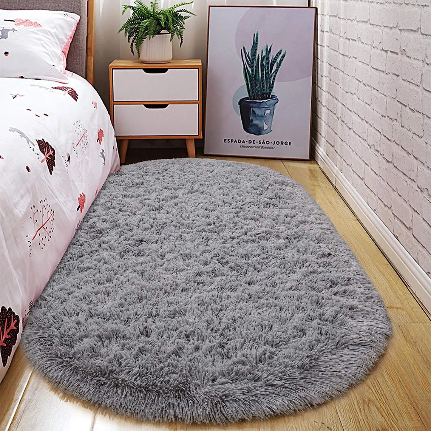 Oval Fluffy Ultra Soft Shag Area Rug for Bedroom Nursery