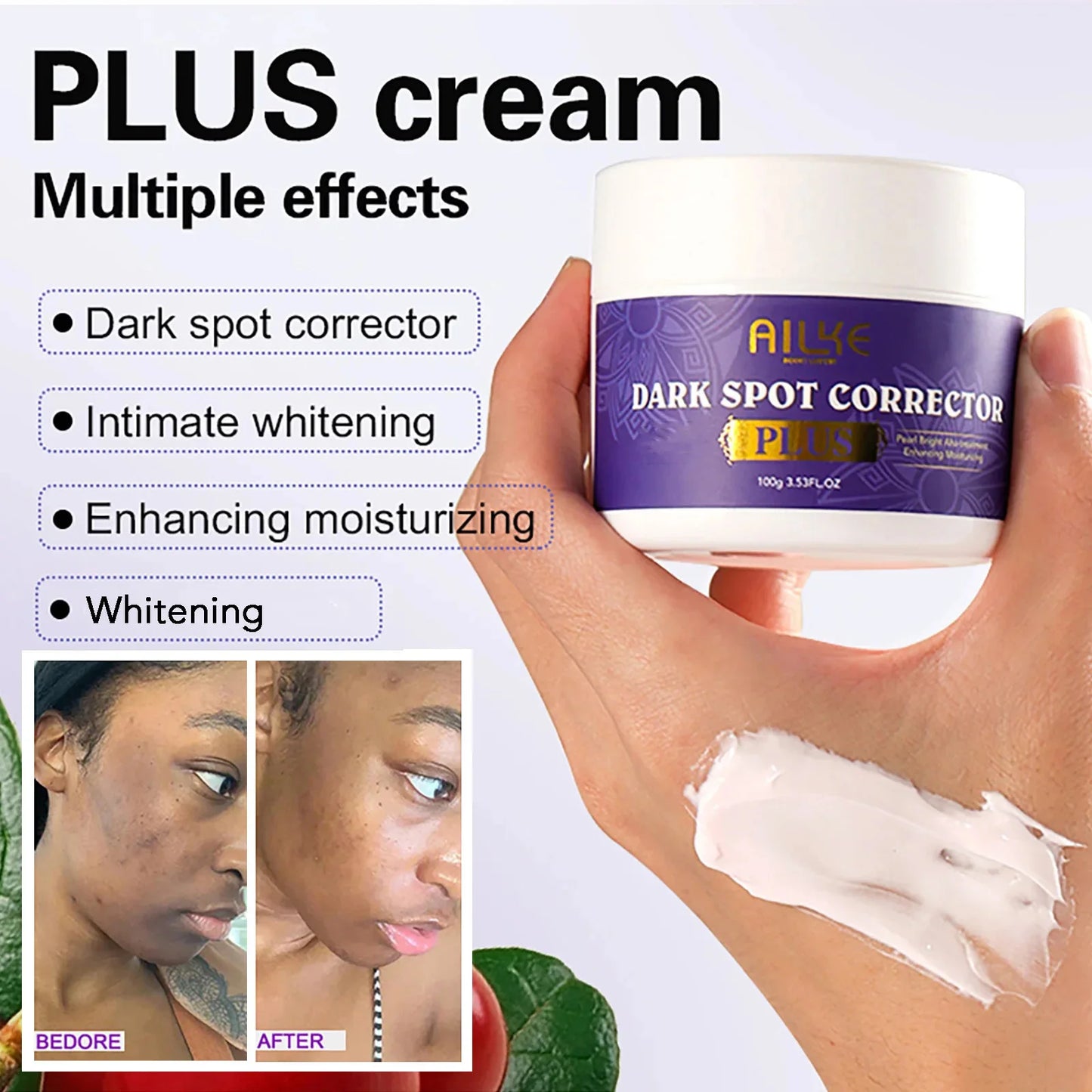 AILKE Glutathione Lighten Body Lotion, Moisturizing, Hydration, Even Skin tone, Improve Dark & Black Skin, Support Private logo