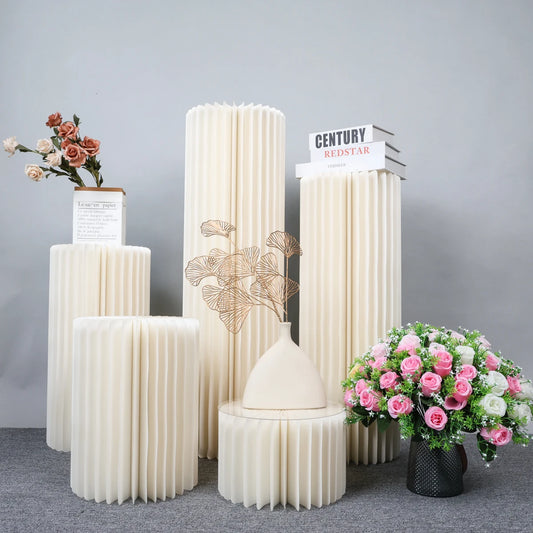Foldable Paper Columns Cylinder Stands for Wedding and Party Decor