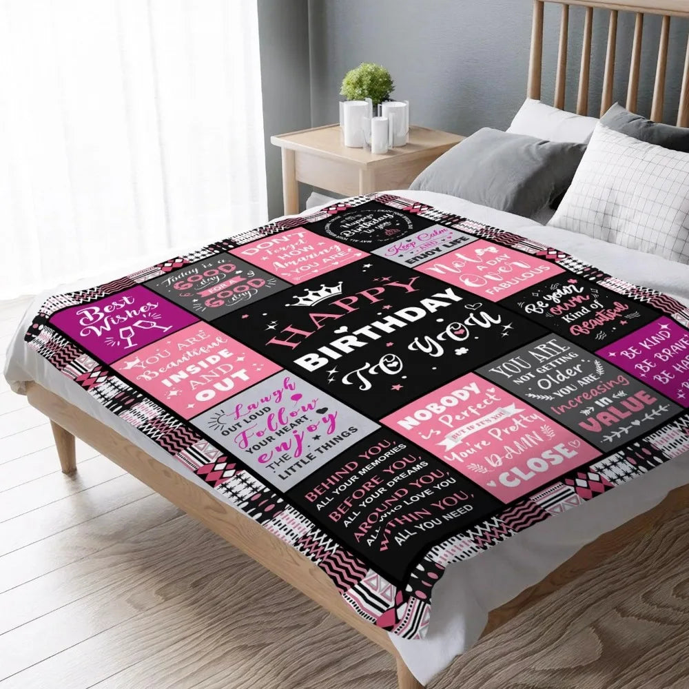 Color Birthday Blanket Gift For Women Happy Birthday Gift