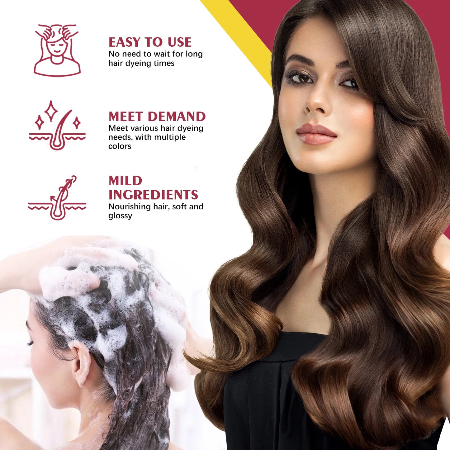 EELHOE 100ml Hair Dye Shampoo Silver Gray Quickly Dye Moisturize Make Hair Soft Shiny High-efficiency Dye Safe Gentle Hair Care