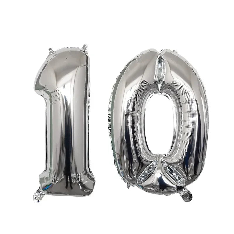 32 Inch Helium Foil Number Balloons 10 11 12 13 14 15 Gold Silver Black Blue Red Birthday Party Decoration 32 Pcs