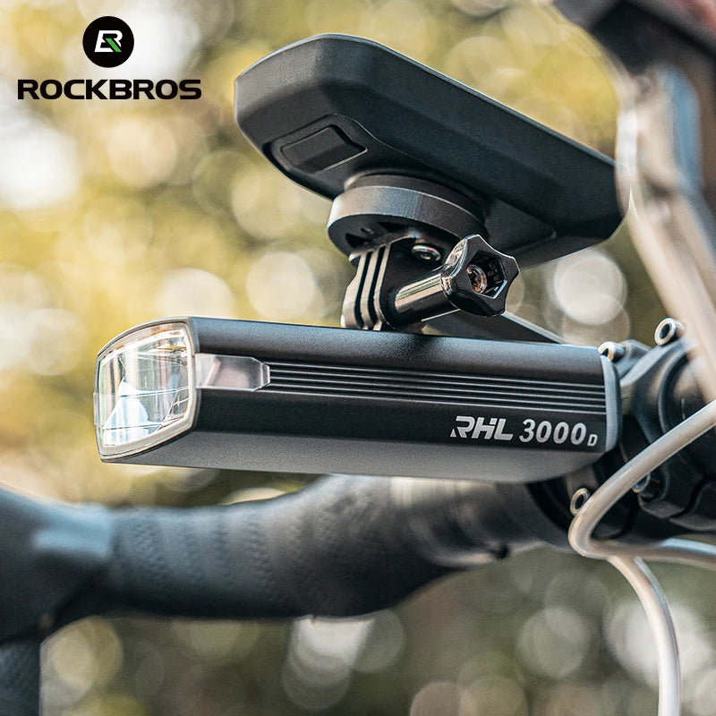 RockBros 3000LM Bike Light With 10000mAh Power Bank Waterproof Front Headlight High Low Beam For MTB And Road Cycling