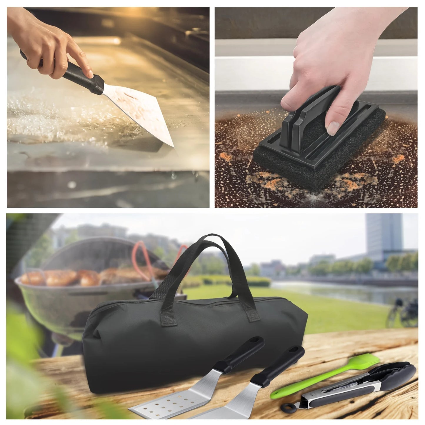 15 Piece Flat Top Grill Tool Set For Blackstone And Camping Stainless Steel Accessory Set For Outdoor Grilling