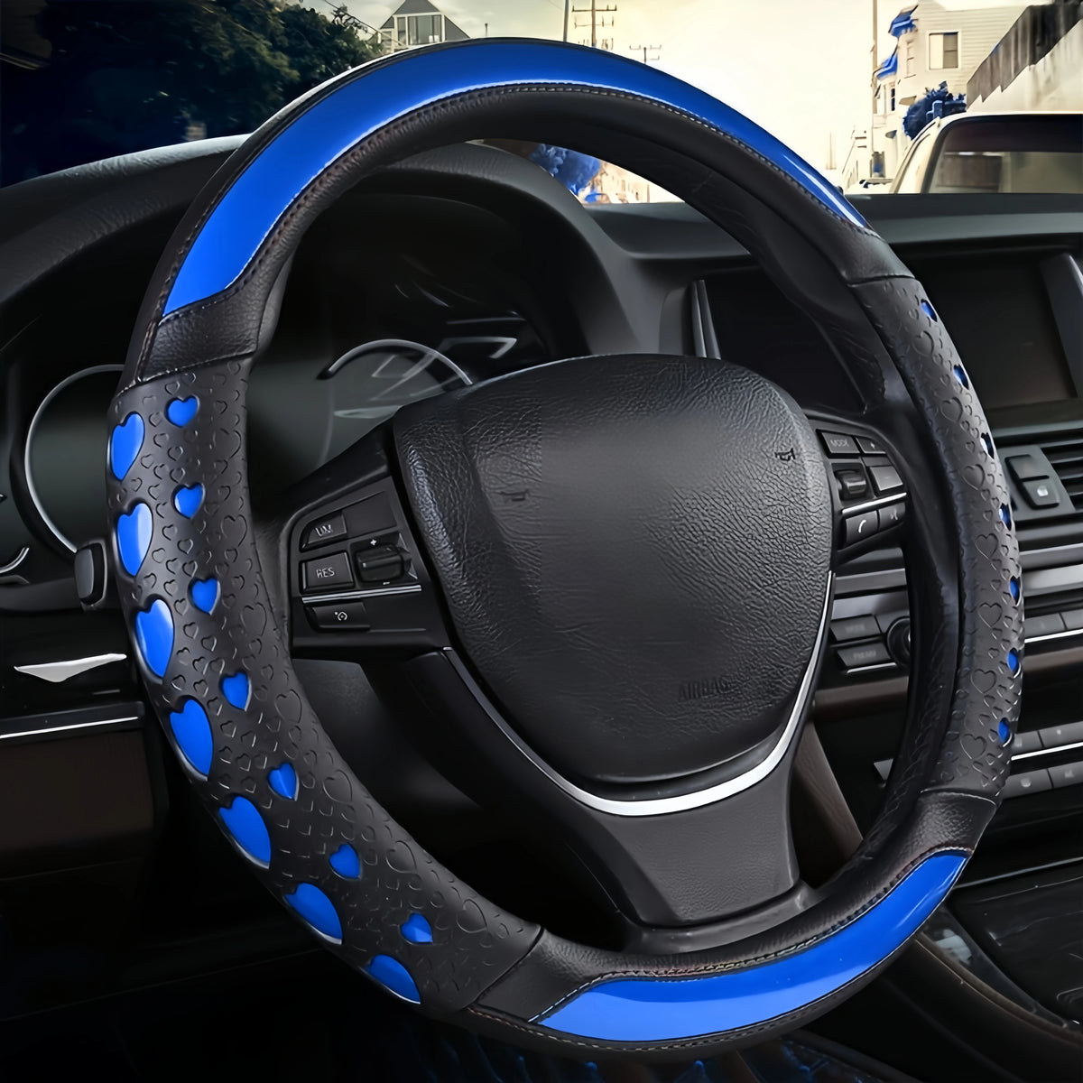 Sweet Heart Design Steering Wheel Wrap - Durable PU Leather, Anti-Slip Inner Circle, Fits Most Vehicles