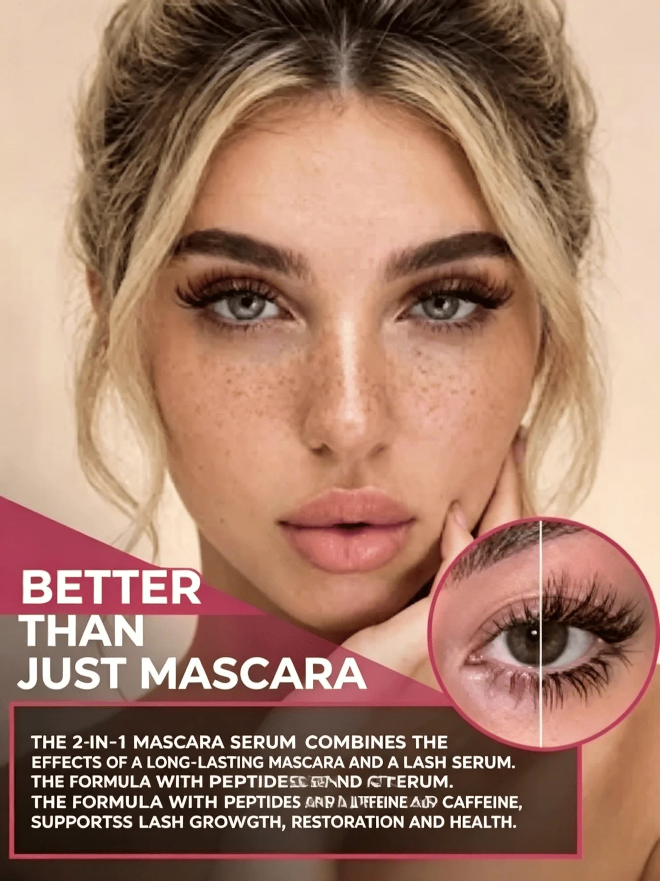 Women's mascara, eyelash growth and lengthening, eyelash care, eyebrow shaping