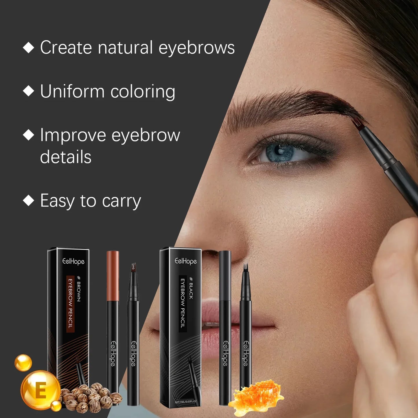 Eelhoe Eyebrow Pencil Waterproof Longwear No Creasing 3pcs