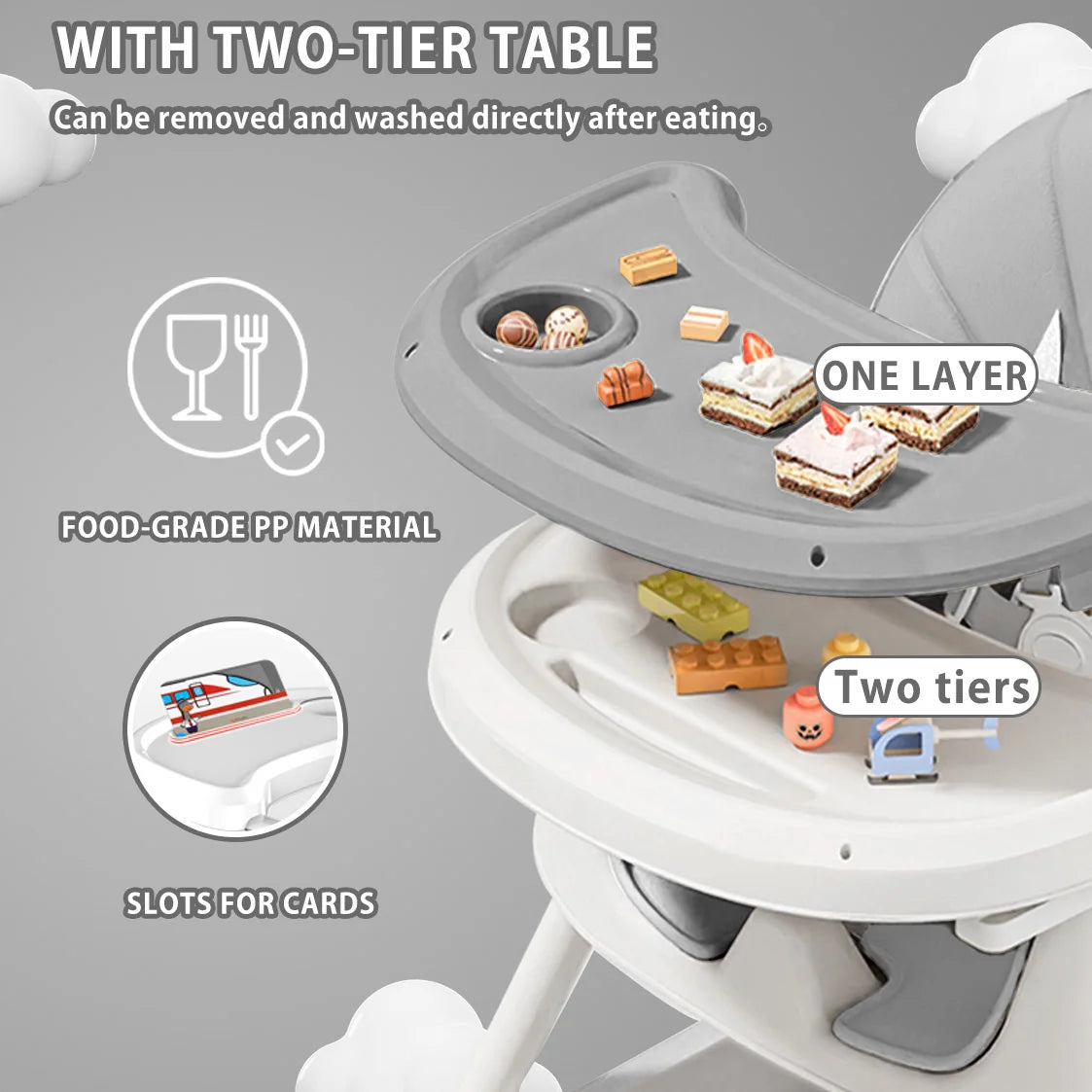 UBRAVOO Foldable Baby High Chair Antislip Pad Toy Rack