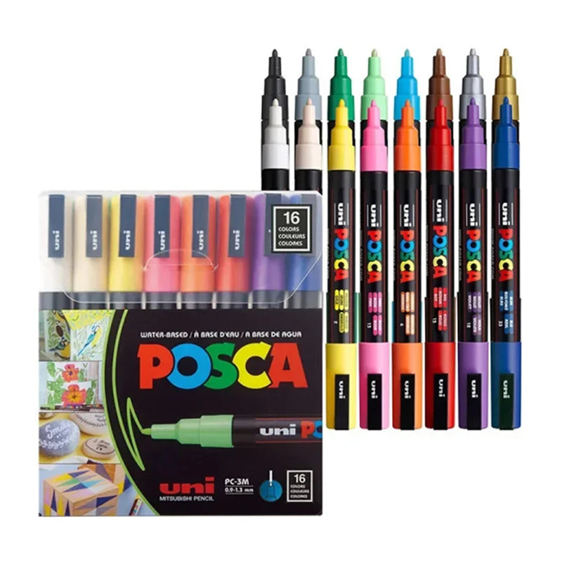 UNI POSCA PC3M Acrylic Marker Set 16 Piece Markers