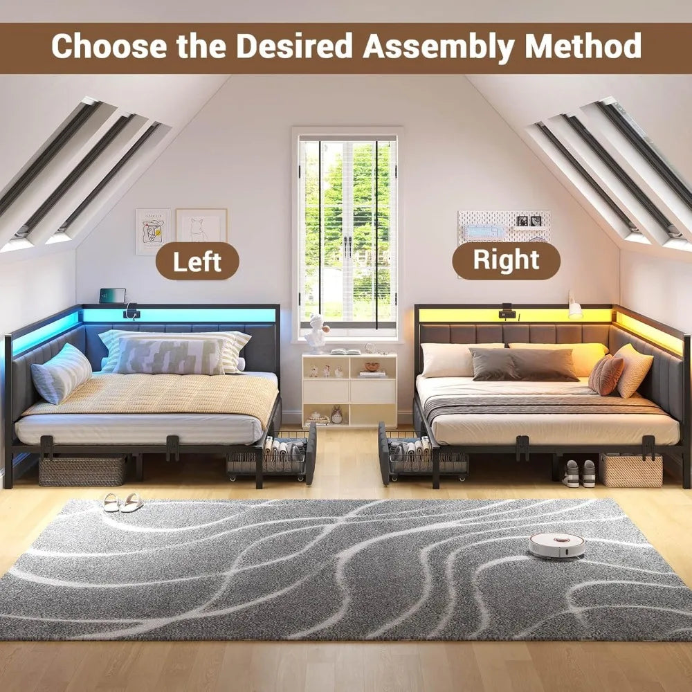 DAFIFY Hasuit Corner Bed Frame With Storage Drawers