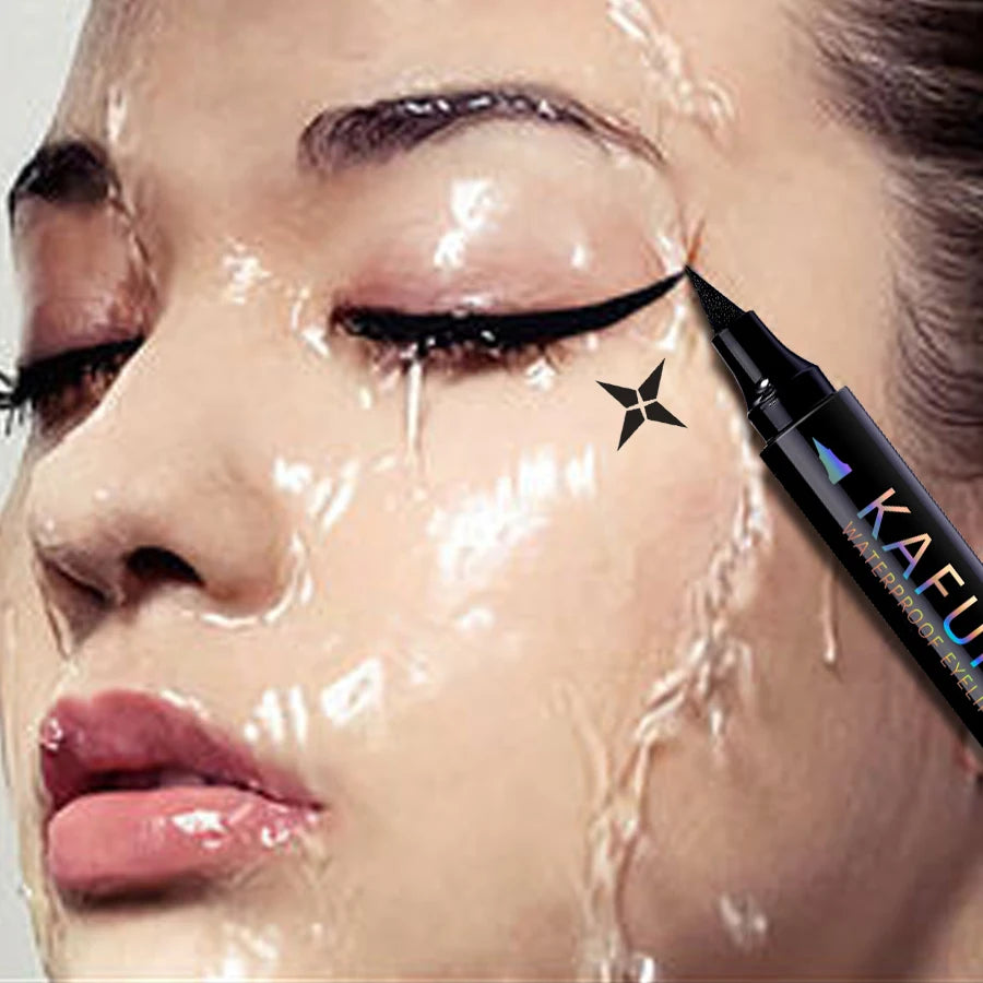 3pcs Colors Double Head Star Seal Eyeliner Waterproof Stamp Pen Black Blue Purple Eye Liner Pencil Long Lasting Fast Drying Lazy Eye Makeup Eye Cosmetic for Women Gifts