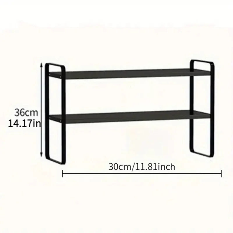 LUSQI 2 Tier Shelf Desk Storage Bookshelf For Home Office