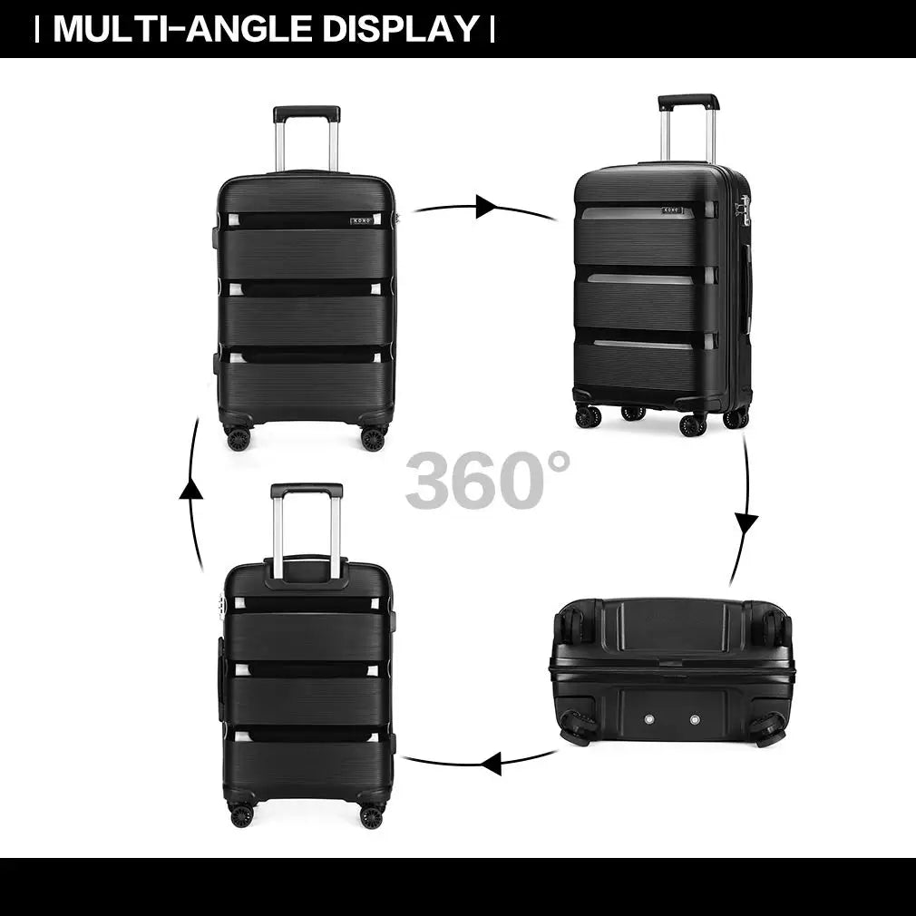 Kono 24 Inch Check In Suitcase 66L Spacious PP Hardshell TSA Approved For Secure Travel