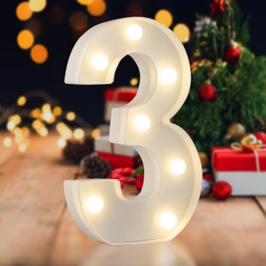 LED Marquee Numbers, 0-9 Light Up Letters, Battery Powered LED Letter Lights for Birthday Party, Christmas Night, Home, Bar, Gr