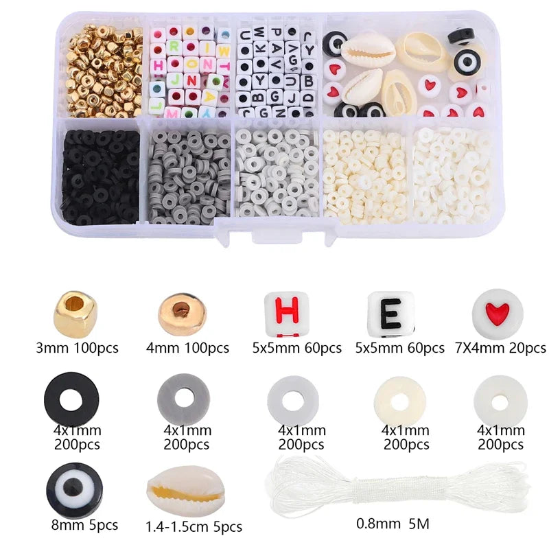 Jewelry accessories kit 4mm soft ceramic+letter beads+accessories Charms DIY jewelry creation beads Jewelry making materials
