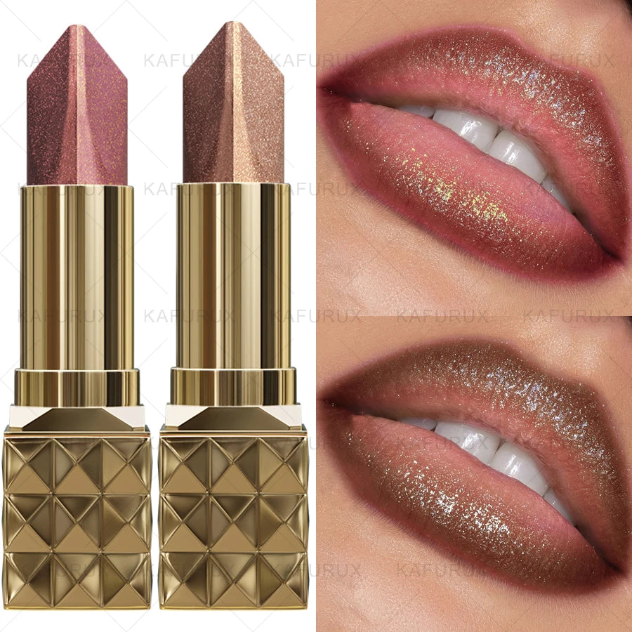 2pcs Glitter Shiny Metallic Two Tone Lipstick Matte Sexy Red Pearlescent Lip Tint,Long Lasting Lip Senior Lip Korean Makeup Gifts Lip Gloss Cosmetic  Beauty