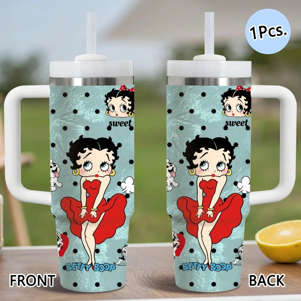 Insulated Stainless Steel Tumbler With Handle And Straw Travel Mug