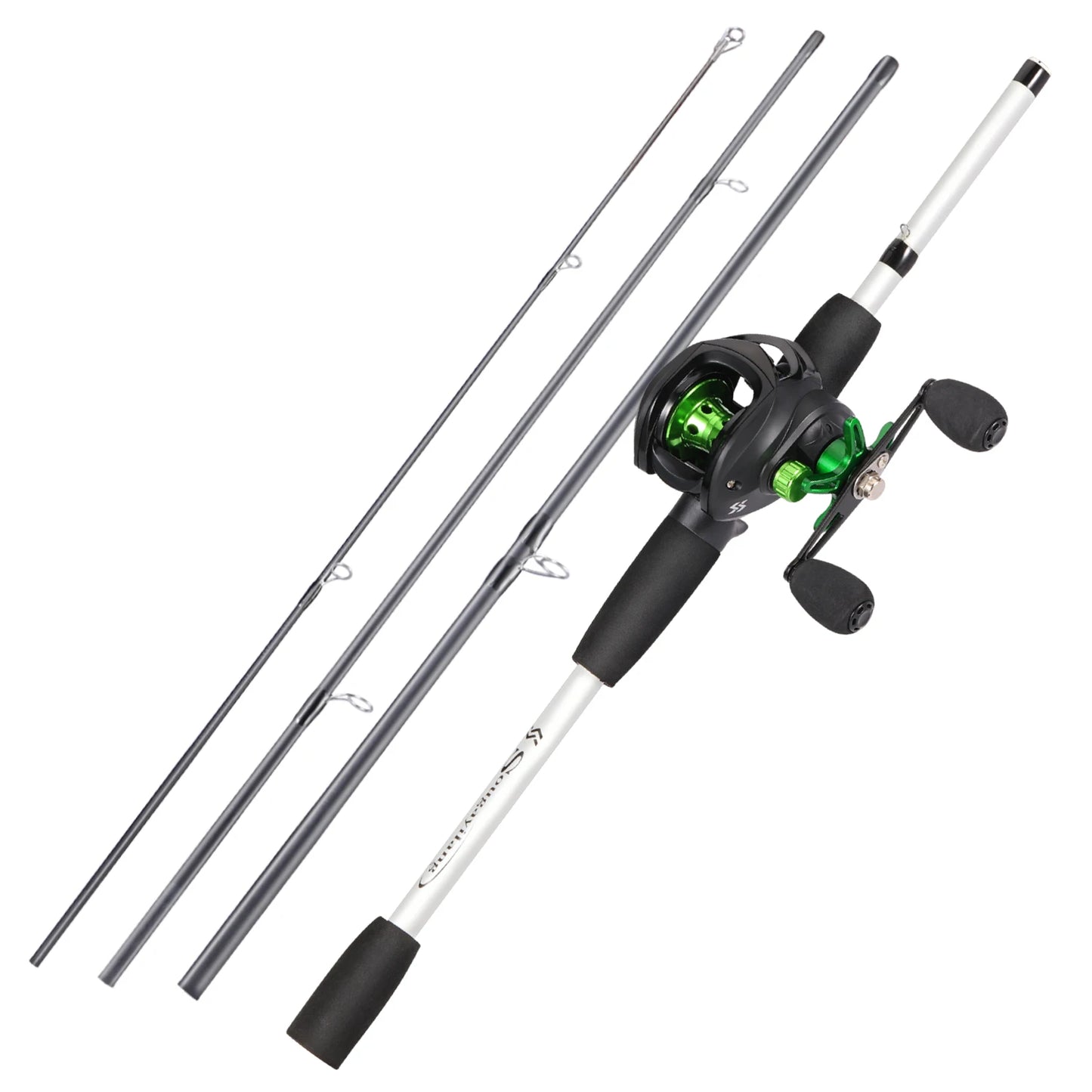 Sougayilang Fishing Rod Reel Combo 1.8m 4-Sections Carbon Fiber Rod and 7.2:1 Speed Gear Ratio Max Drag 8kg for Bass Pike Pesca