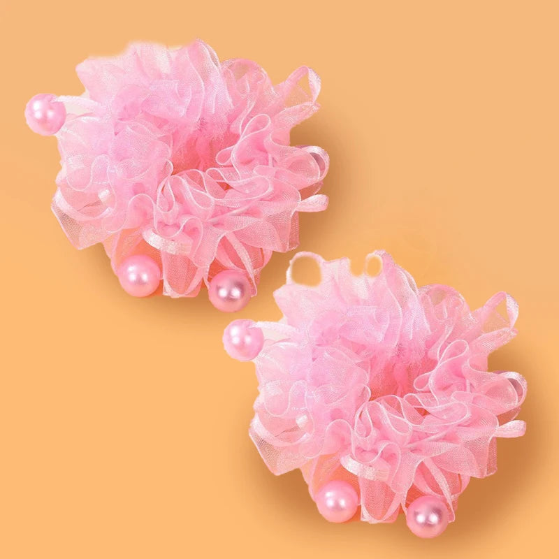 Fluffy Flower Hair Rings For Kids Elastic Hair Bands Gift