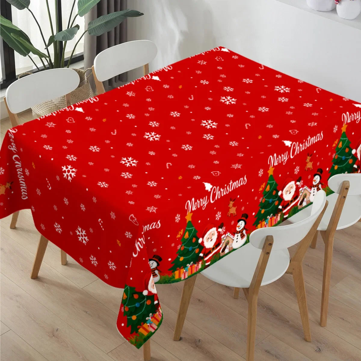 NoHign Merry Christmas Tablecloth Plastic Xmas Cover