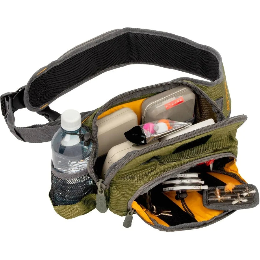 Cedar Creek Fly Fishing Sling Pack Fits up to 4 Tackle Fly Boxes and Other Accessories Gray Lime and Olive Green