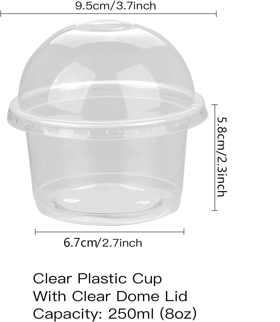 Disposable Salad Cups With Dome Or Flat Lids Transparent Plastic