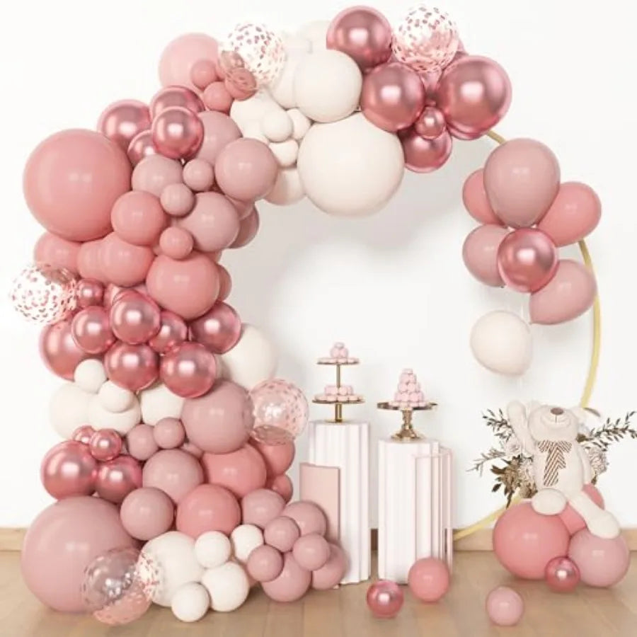 153pcs Balloon Garland Arch Kit, Different Sizes 18 12 10 5 inch Latex Metallic Confetti Gold Balloons Baptism Birthday Boho Ba