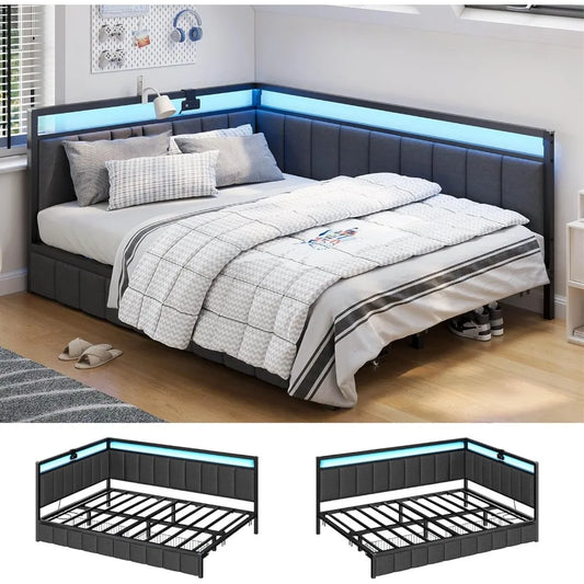 DAFIFY Hasuit Corner Bed Frame With Storage Drawers
