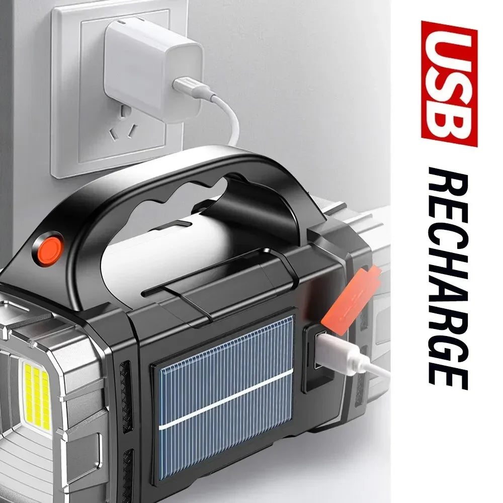 ZHIYU USB Solar Rechargeable Led Flashlight Outdoor Torch