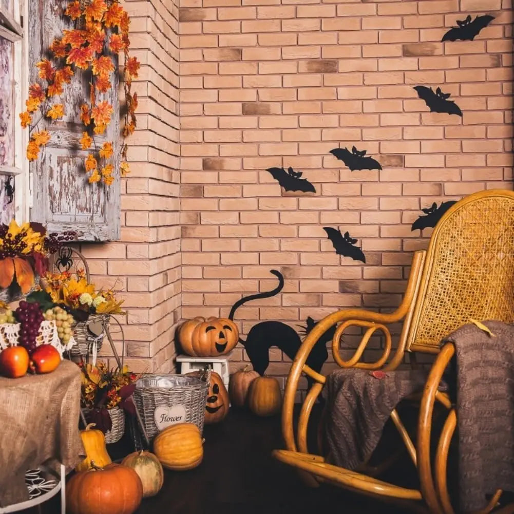24pack Halloween 3D Bats Wall Decor, Luminous Scary Bat Window Cling