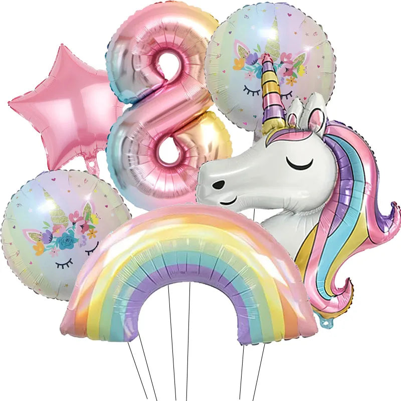 Unicorn Foil Number Balloon Birthday Party Decoration