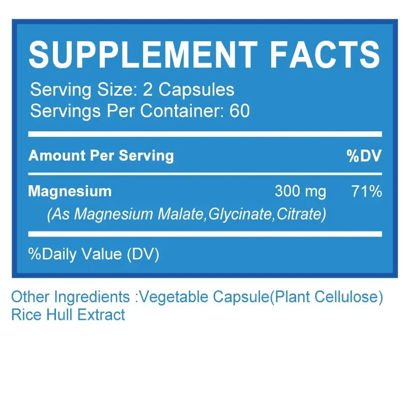 Triple Magnesium Complex - Promotes Muscle Function, Nerve and Energy Production, and Supports Brain Health - 120 Capsules