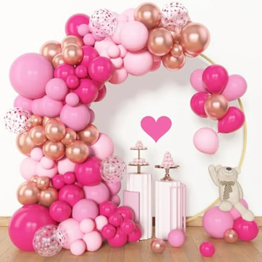 153pcs Balloon Garland Arch Kit, Different Sizes 18 12 10 5 inch Latex Metallic Confetti Gold Balloons Baptism Birthday Boho Ba