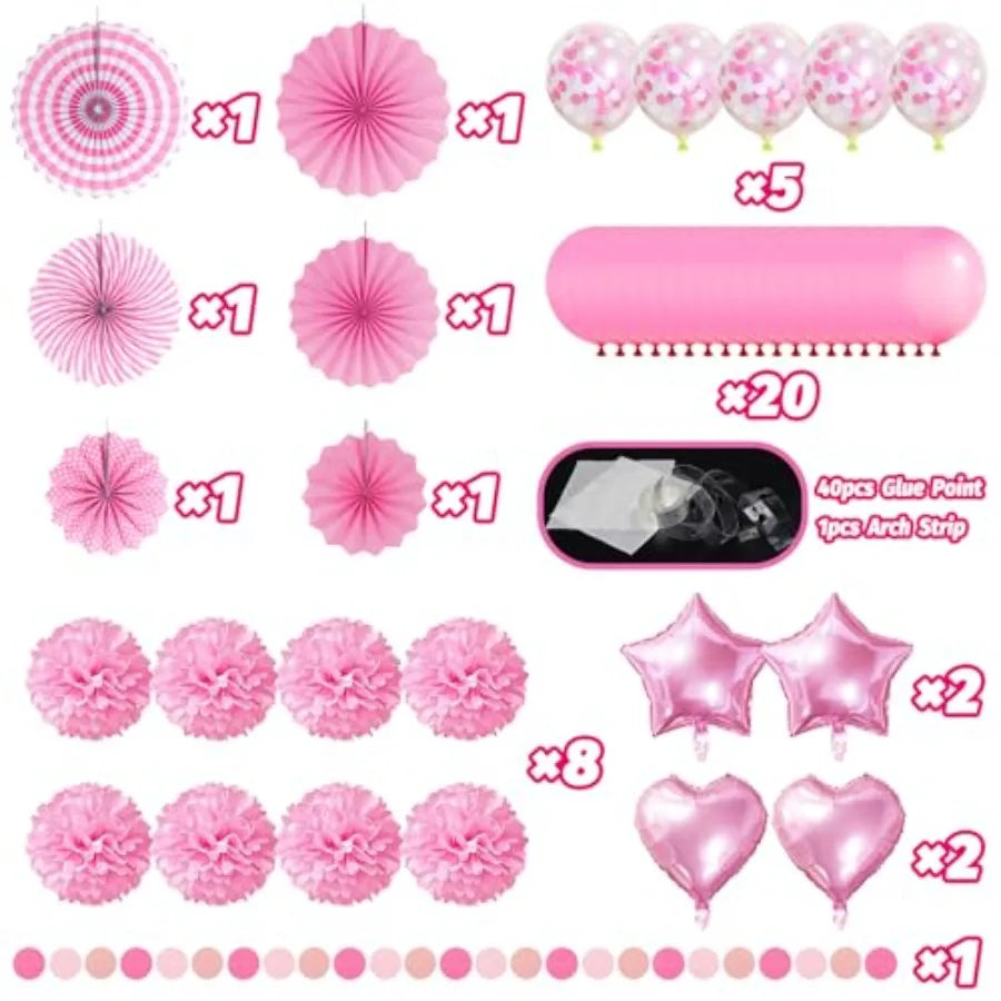 Party Decorations, Paper Pompom Balloon Garland Party Supplies for Women Girl Party Birthday Valentine's Day Baby Shower Bachel