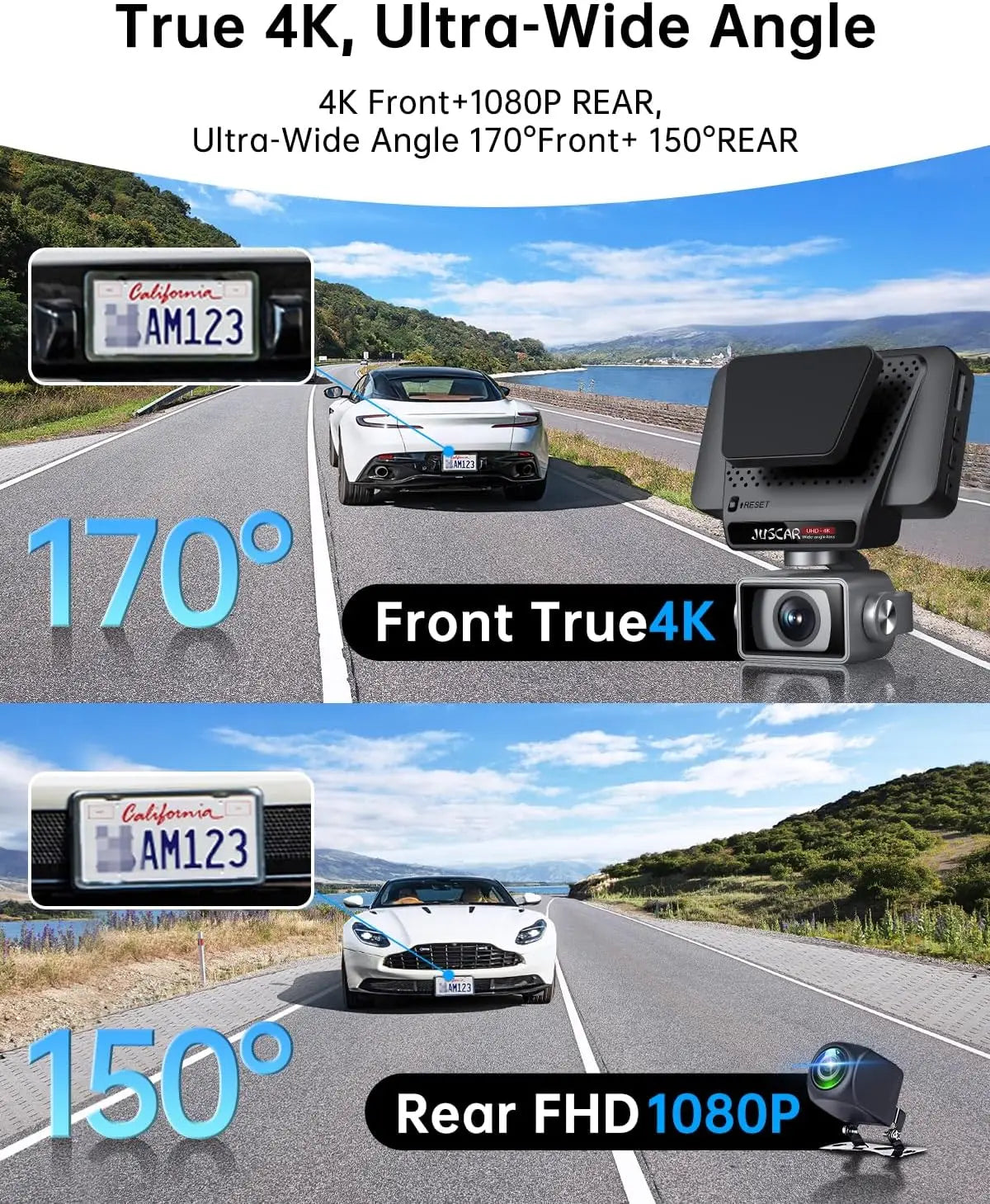 Kankeirr 5G WiFi Dash Cam Front And Rear UltraHD 4K
