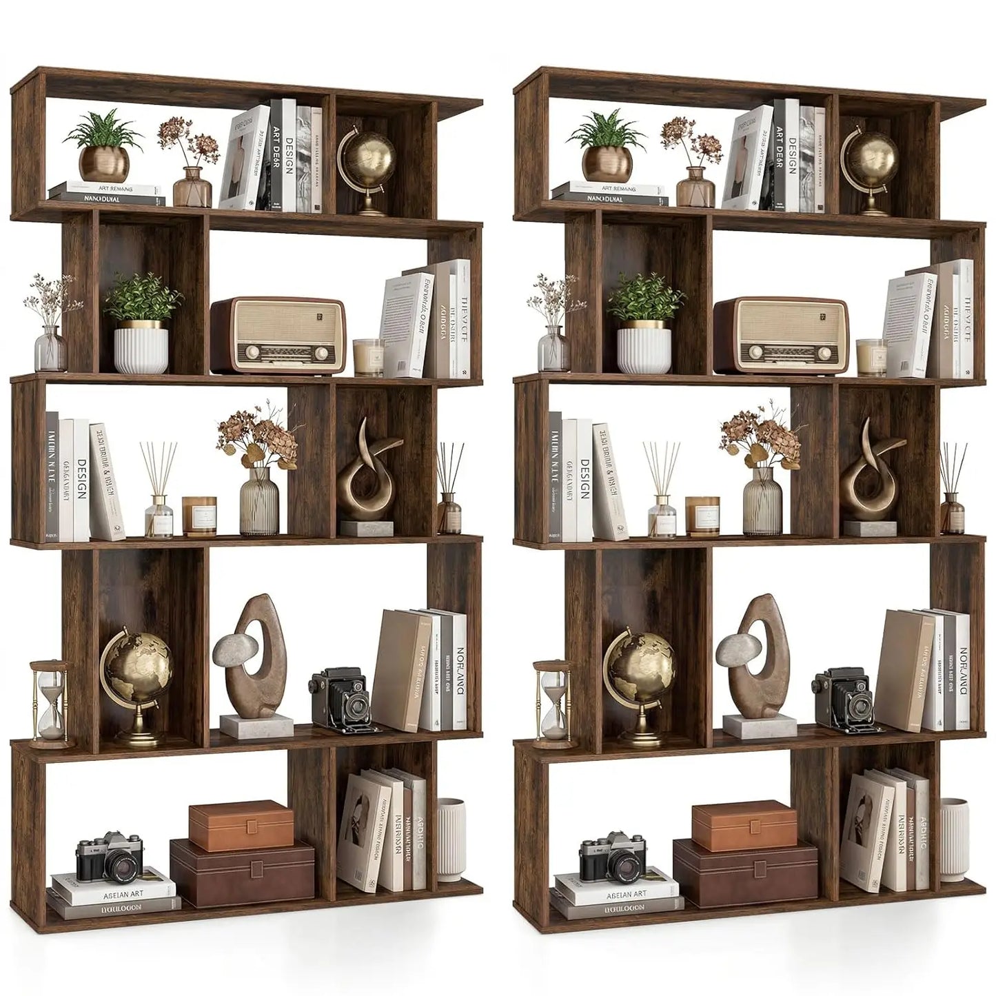 5-Tier 10-Cube Bookcase Set 2 Closed-Back Cubbies Anti-topple Kit Living Room Home Office Bedroom Shelf, Customized