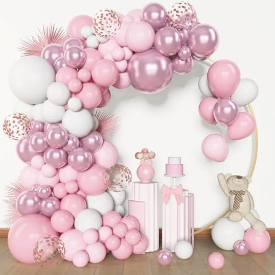 153pcs Balloon Garland Arch Kit, Different Sizes 18 12 10 5 inch Latex Metallic Confetti Gold Balloons Baptism Birthday Boho Ba