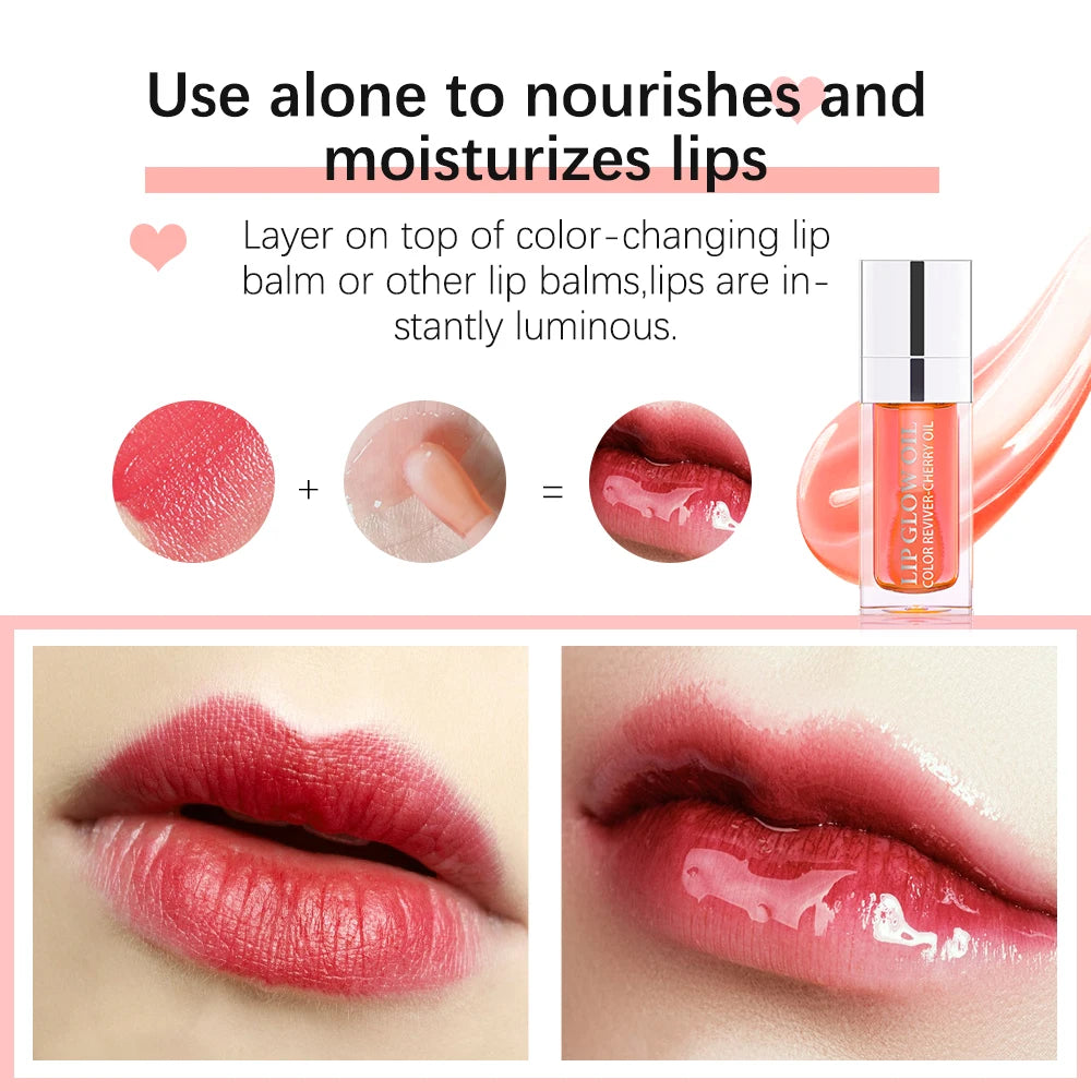 Glassy Shiny Lip Glow Oil Hydrating Lip Care Deep Nourishing Moisturizer Plump Fuller Lips Non Sticky Daily Lip Makeup Skincare Cosmetic