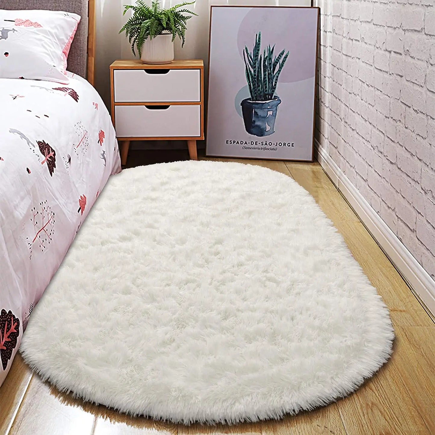 Oval Fluffy Ultra Soft Shag Area Rug for Bedroom Nursery